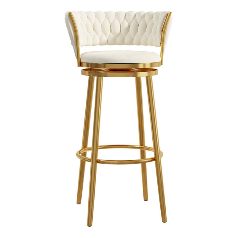 Contemporary Round Velvet Swivel Bar Stool