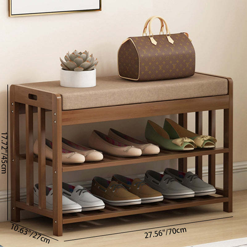 Minimalist Fabric Bamboo Rattan 2-Shelf Shoe Rack