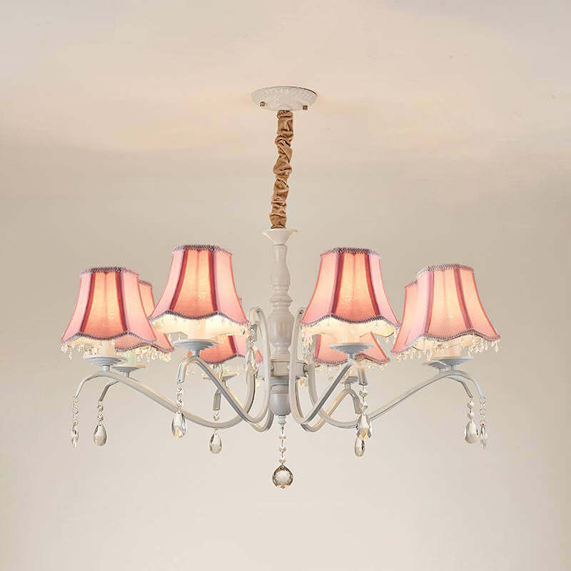 Modern Cone Iron Crystal Fabric Chandelier