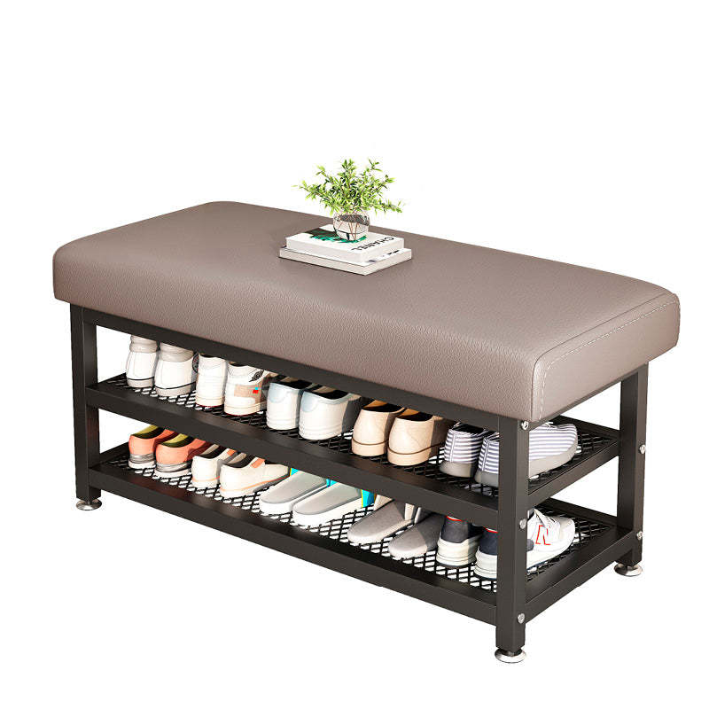 Modern Tech Fabric Steel 2-Shelf Shoe Storage — Gray / White