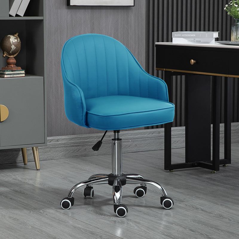 Modern Leather Steel Movable Desk Chair — Steel - Chrome / Green