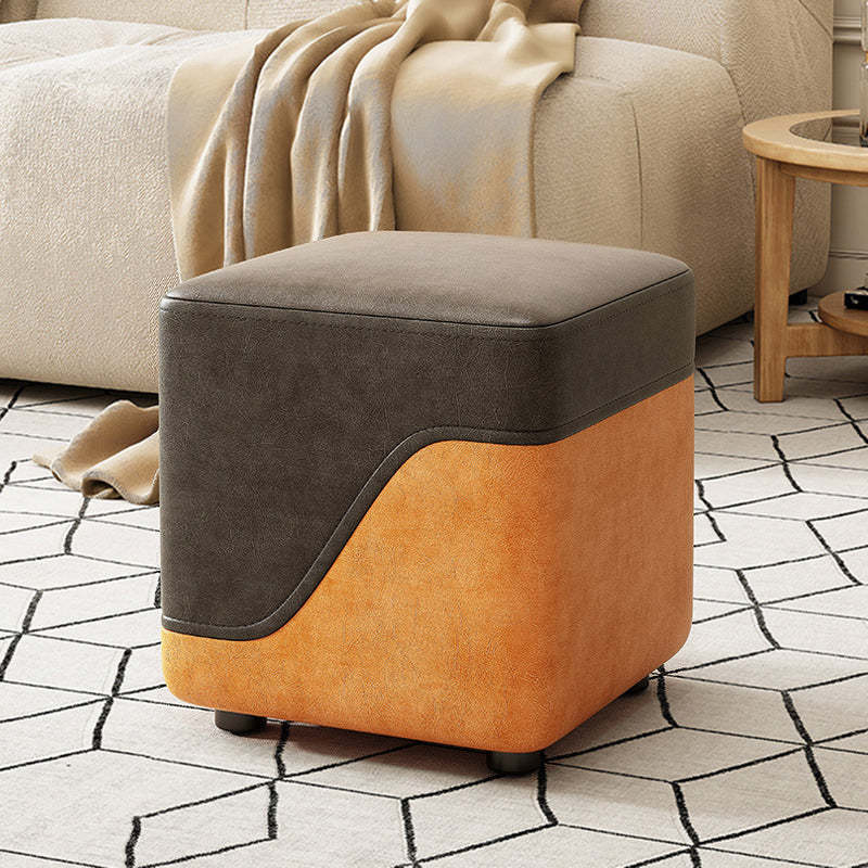 Minimalist napa low gray leather wood low stools, Lighom