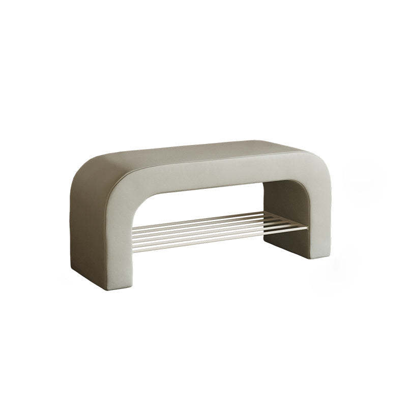 Minimalist Lambswool PU Leather Iron 1-Shelf Storage Bench