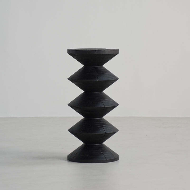 Japanese Wabi-Sabi Wood Geometric End Table — T