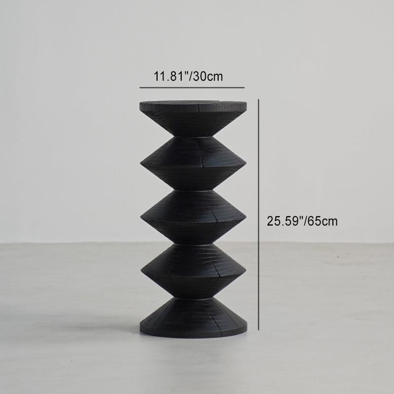 Japanese Wabi-Sabi Wood Geometric End Table
