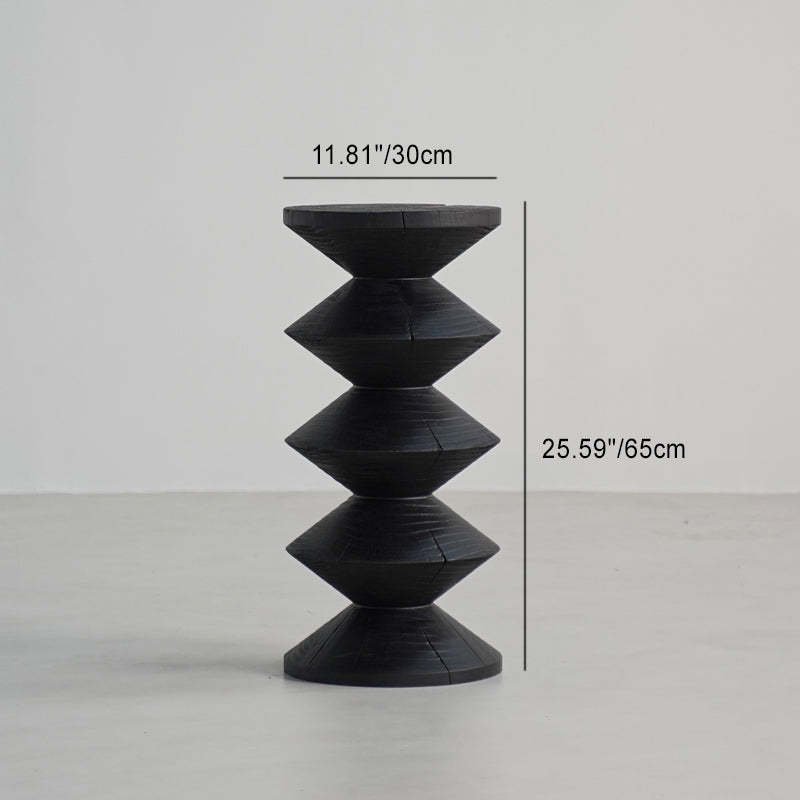 Japanese Wabi-Sabi Wood Geometric End Table