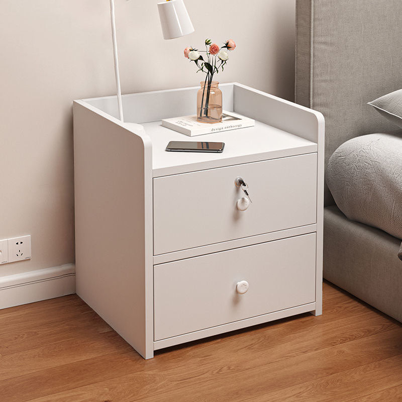 Minimalist Rectangular 1/2/3-Drawer Nightstand — E - 3 Drawer & Lock-free - Morandi Gray