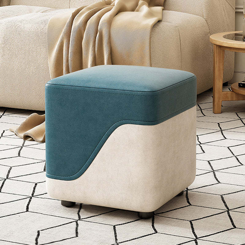 Minimalist Napa Leather Solid Wood Low Stool