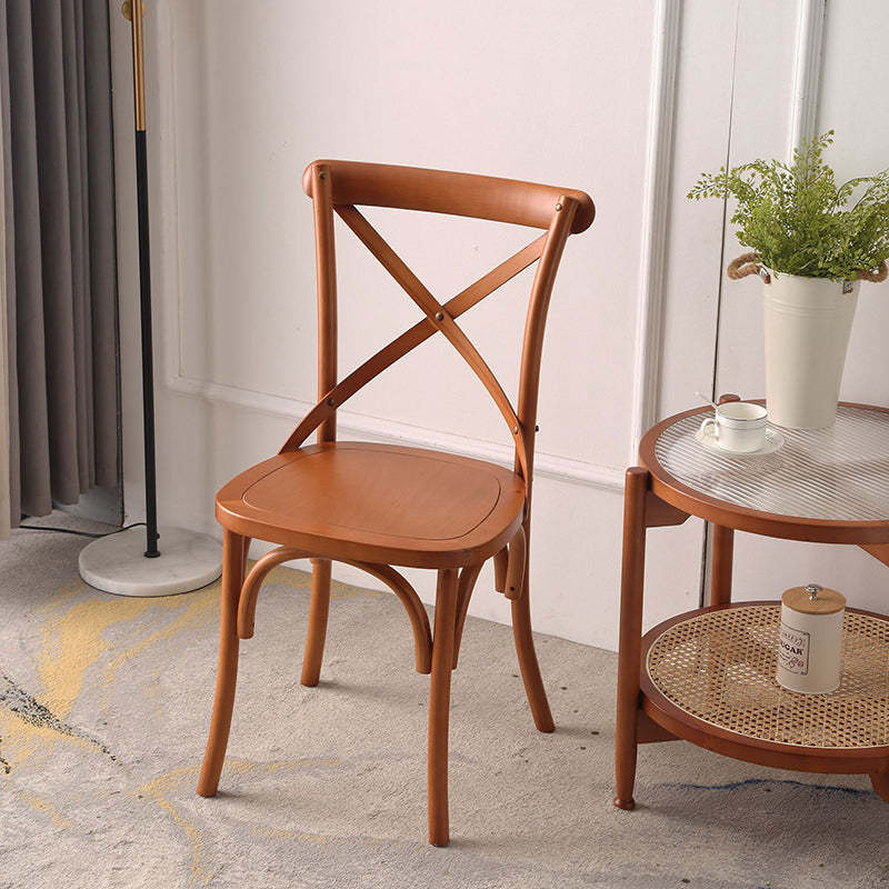 Rustic Woven Rattan Wood Dining Chair
