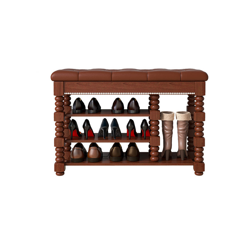 Scandinavian Microfiber Leather Wood Shoe Storage 3-Shelf