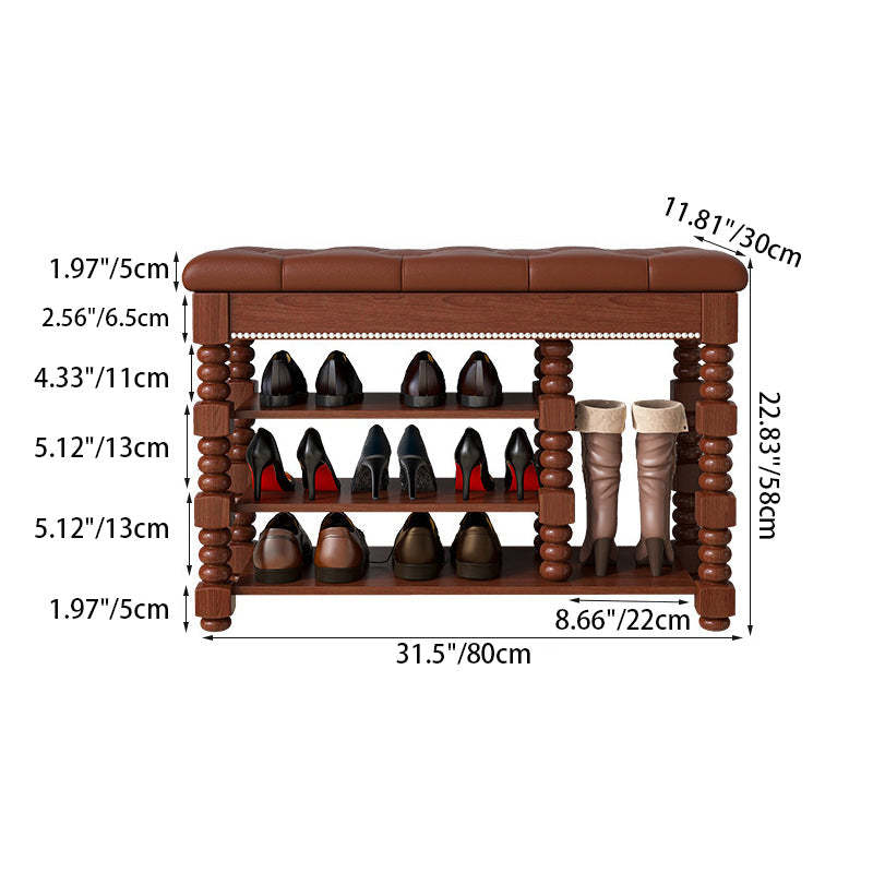 Scandinavian Microfiber Leather Wood Shoe Storage 3-Shelf