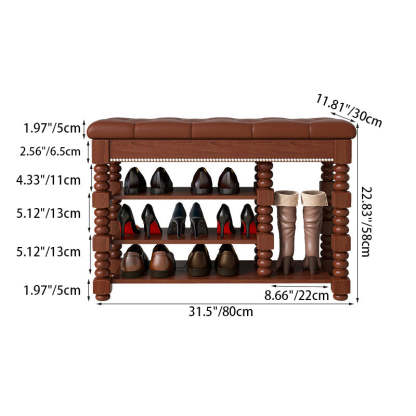 Scandinavian Microfiber Leather Wood Shoe Storage 3-Shelf