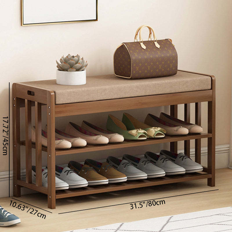 Minimalist Fabric Bamboo Rattan 2-Shelf Shoe Rack