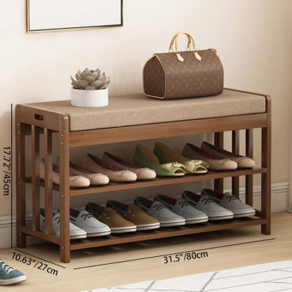 Minimalist Fabric Bamboo Rattan 2-Shelf Shoe Rack