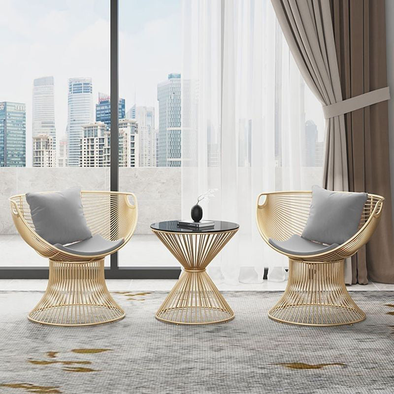 Luxury Oval Curved Upholstered Iron Chair