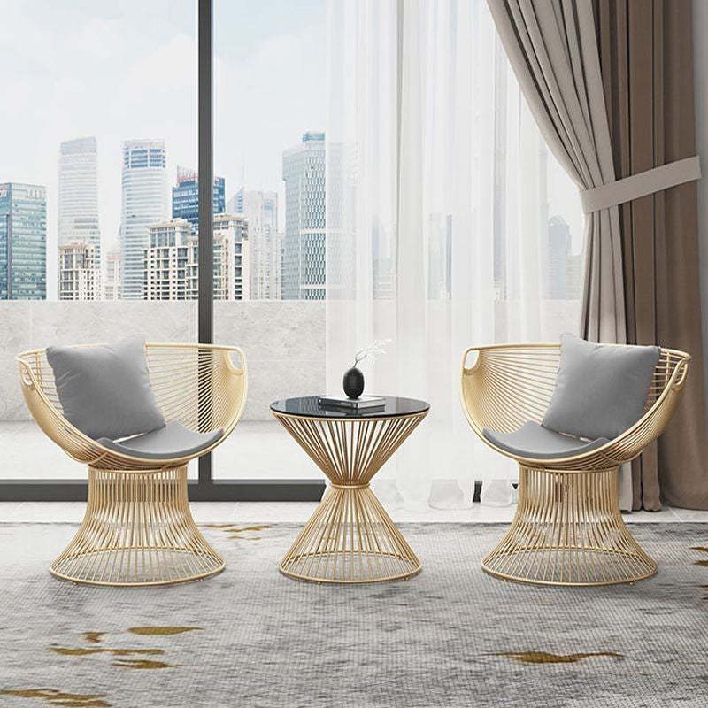 Luxury Oval Curved Upholstered Iron Chair