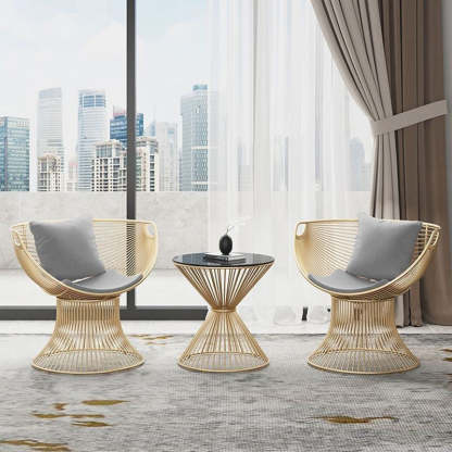 Luxury Oval Curved Upholstered Iron Chair