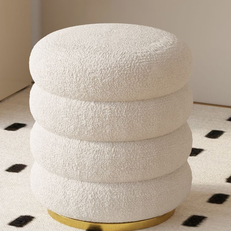 Minimalist Cylinder Lambswool Metal Vanity Stool