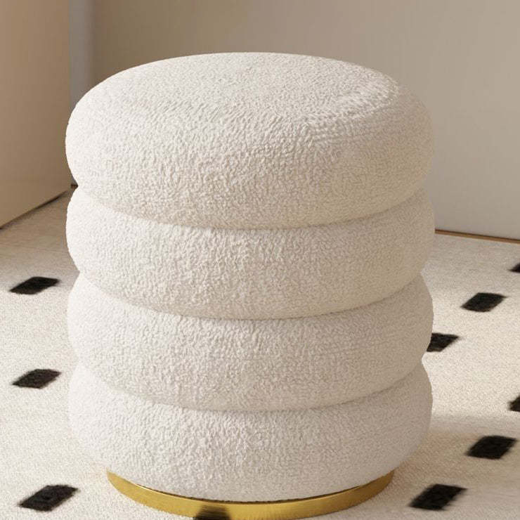 Minimalist Cylinder Lambswool Metal Vanity Stool