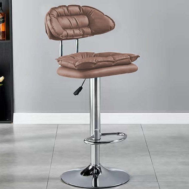 Lighom minimalist counter semicircular gray bar & counter stools in iron — 17.7" L x 17.7" W x 21.7" H / Brown / Chrome