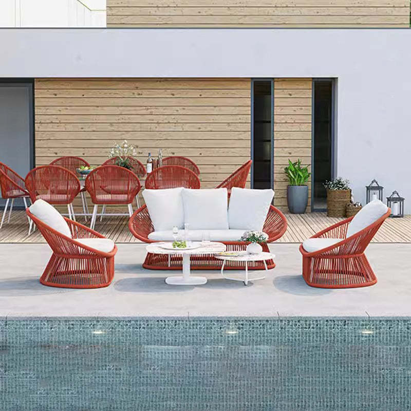 Boho Waterproof Rattan Rope Round Outdoor Side Table — Rope Weaving Chair