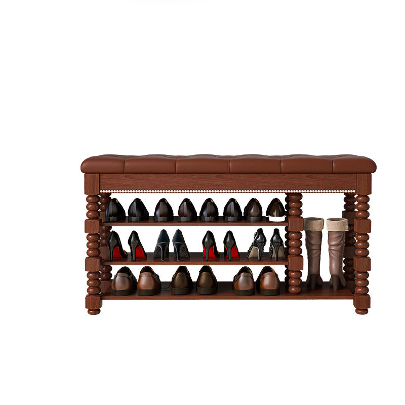 Scandinavian Microfiber Leather Wood Shoe Storage 3-Shelf