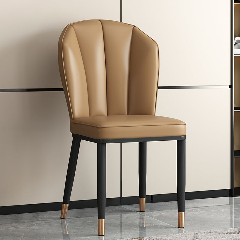 Modern Leather Steel Shell Dining Chair