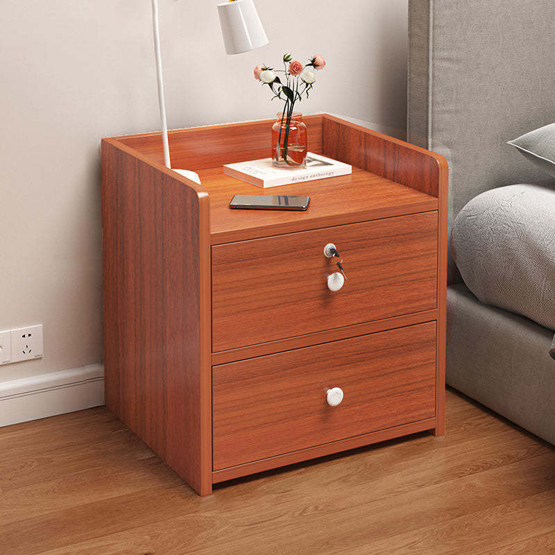Minimalist Rectangular 1/2/3-Drawer Nightstand — E - 3 Drawer & Lock-free - Nordic Maple Color