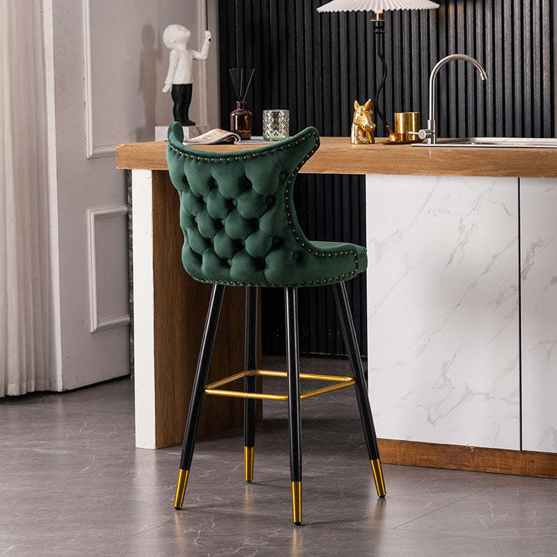 Contemporary Tufted Velvet Wingback Bar Stool