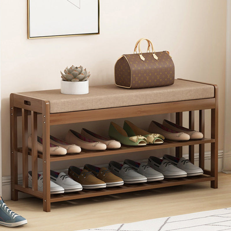 Minimalist Fabric Bamboo Rattan 2-Shelf Shoe Rack