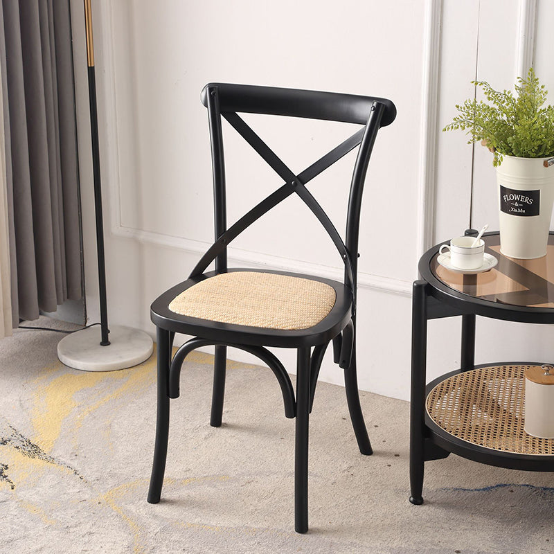 Rustic Woven Rattan Wood Dining Chair