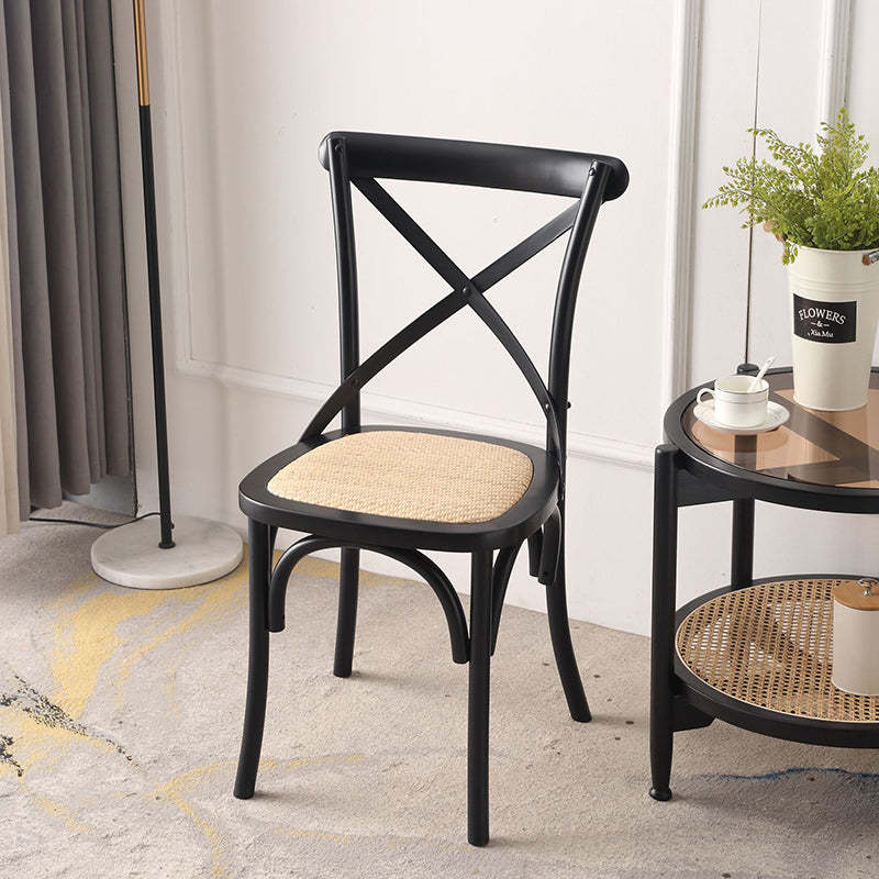 Rustic Woven Rattan Wood Dining Chair