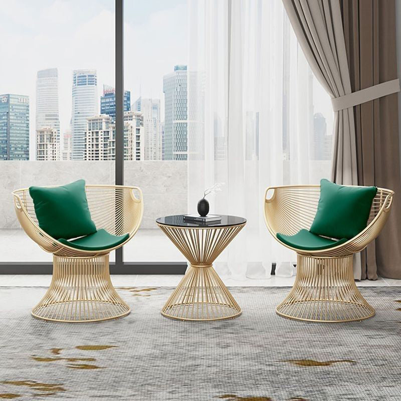 Luxury Oval Curved Upholstered Iron Chair