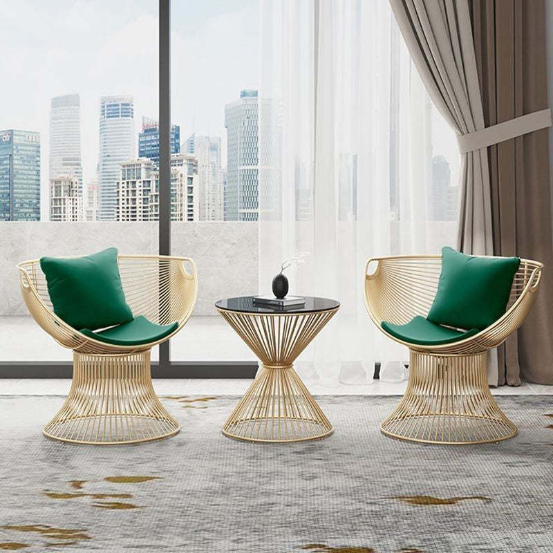 Luxury Oval Curved Upholstered Iron Chair