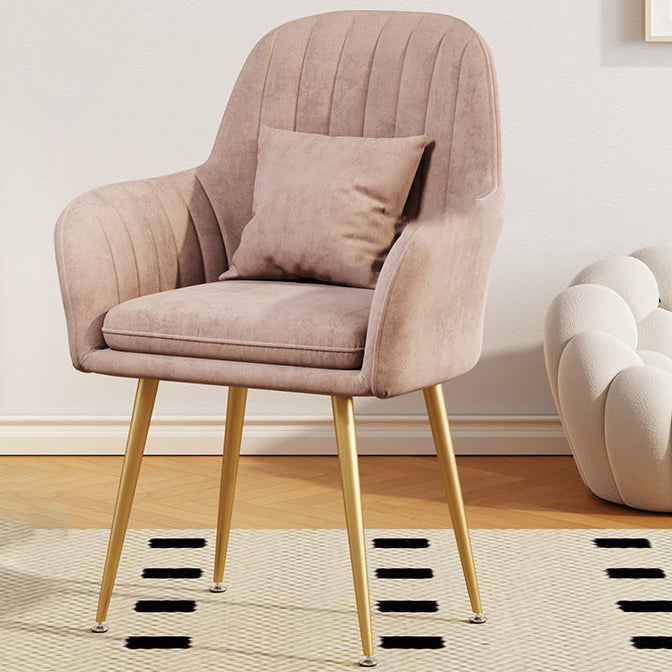 Scandinavian Velvet Leather Metal Vanity Stool — Emulsion / Pink & Gold / Leather