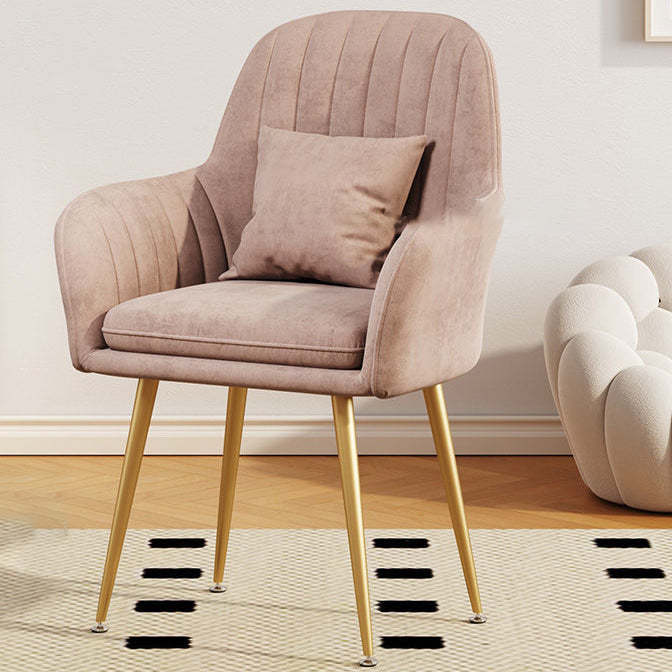 Scandinavian Velvet Leather Metal Vanity Stool — Emulsion / Pink & Gold / Leather