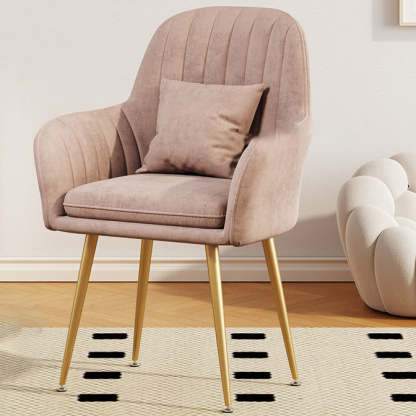 Scandinavian Velvet Leather Metal Vanity Stool — Emulsion / Pink & Gold / Leather
