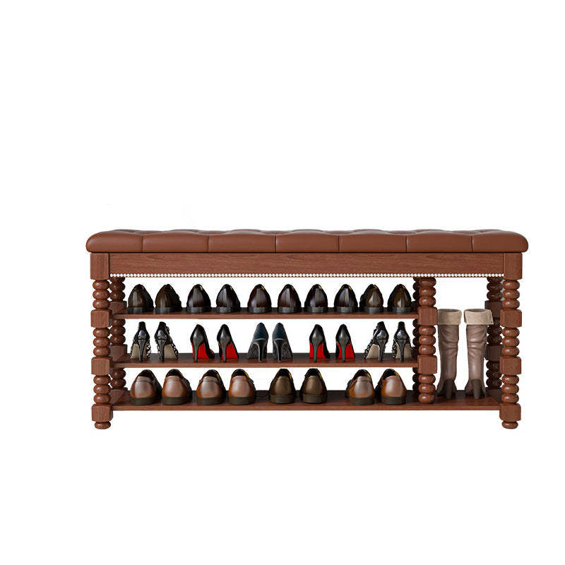 Scandinavian Microfiber Leather Wood Shoe Storage 3-Shelf