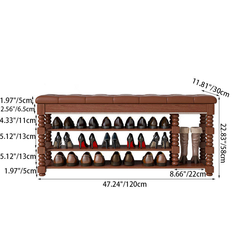 Scandinavian Microfiber Leather Wood Shoe Storage 3-Shelf