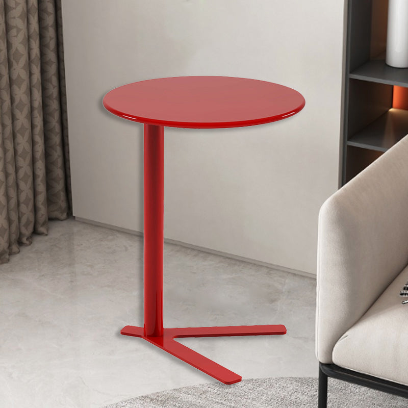 Scandinavian V-Base Iron End Table — Red