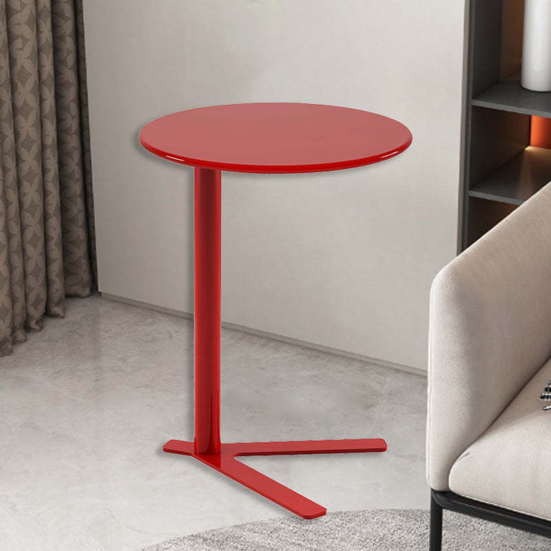 Scandinavian V-Base Iron End Table — Red