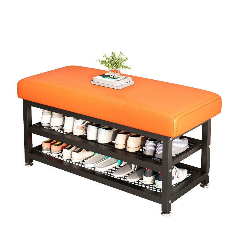 Modern Tech Fabric Steel 2-Shelf Shoe Storage — Orange / Black