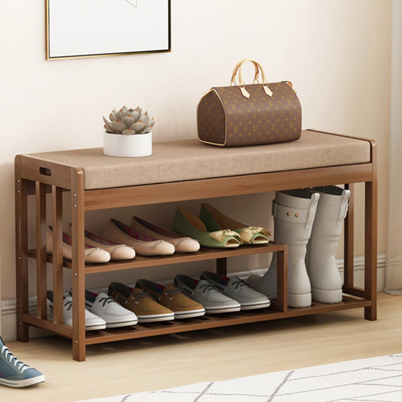 Minimalist Fabric Bamboo Rattan 2-Shelf Shoe Rack