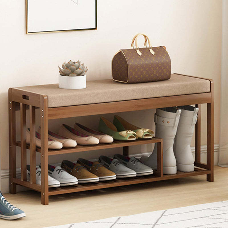 Minimalist Fabric Bamboo Rattan 2-Shelf Shoe Rack