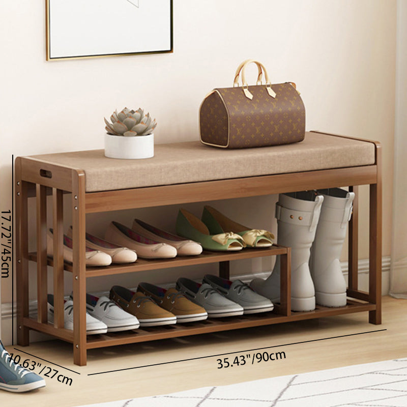 Minimalist Fabric Bamboo Rattan 2-Shelf Shoe Rack