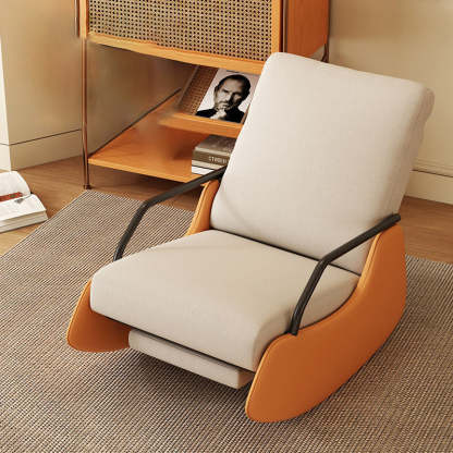 Modern Snowflake Velvet Cat Scratch Leather Recliner — Without Footrest & High Resilience Sponge Version / Mint Green & Orange