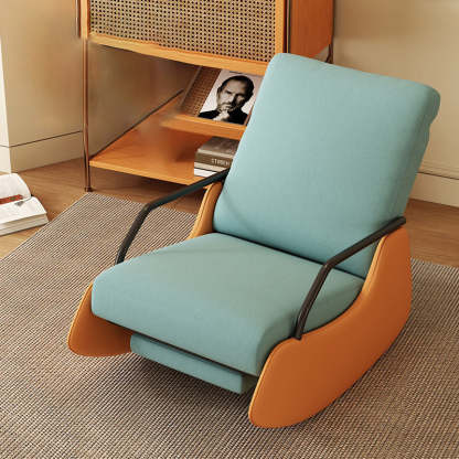 Modern Snowflake Velvet Cat Scratch Leather Recliner — Without Footrest & High Resilience Sponge Version / Gray & Orange