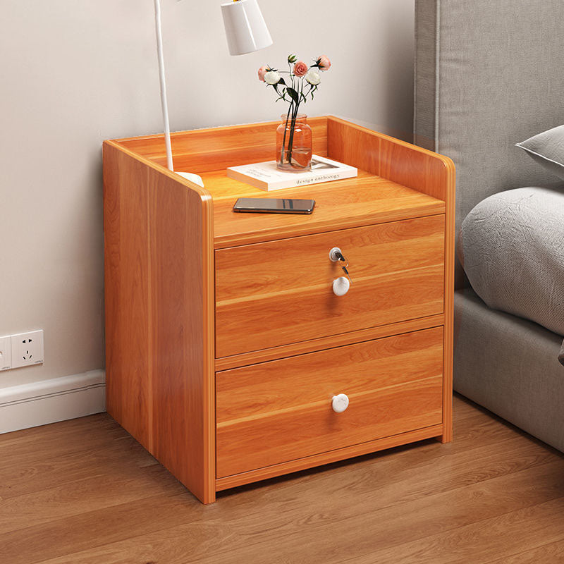 Minimalist Rectangular 1/2/3-Drawer Nightstand — F - 3 Drawer & Lockable - Antique Ebony Color