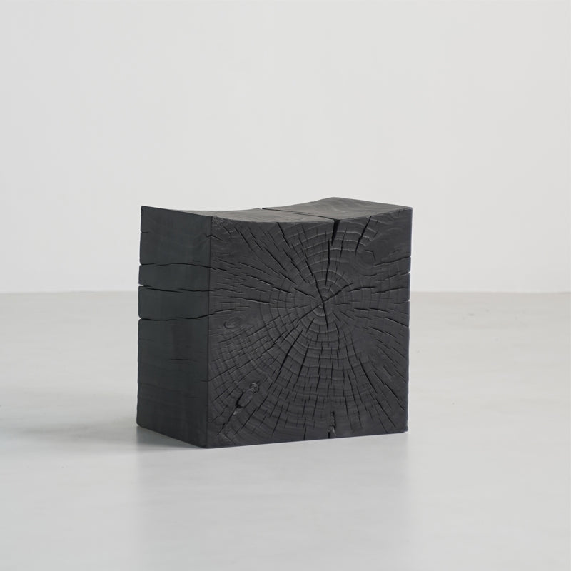 Japanese Wabi-Sabi Wood Geometric End Table