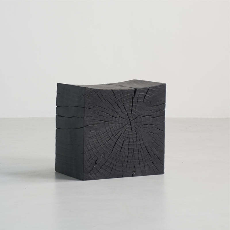Japanese Wabi-Sabi Wood Geometric End Table